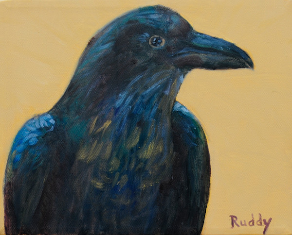 Crow on Gold by Sally Ruddy