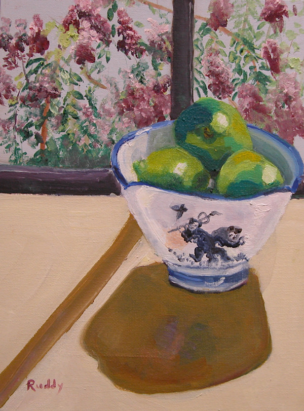 Limes in a Chinese Bowl by Sally Ruddy
