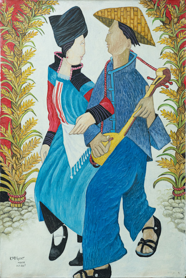 Lisu Couple with Madolin by K.M. Nyunt (Mogok)
