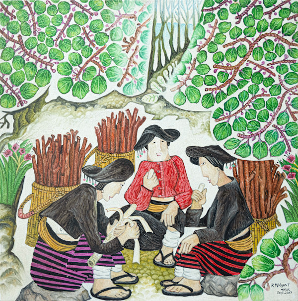 Eating Bamboo Sticky Rice by K.M. Nyunt (Mogok)