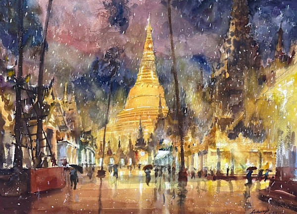 Raining Night at Shwedagon by ARKAR MYO