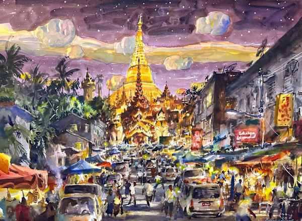Shwedagon View from Gyar Tawya Street by ARKAR MYO