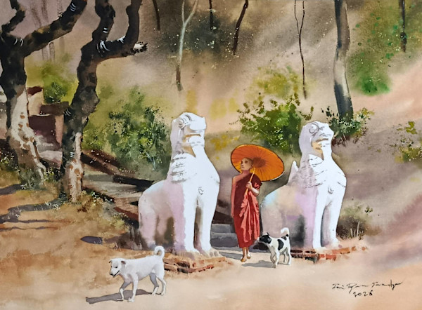 Red Robe Diaries: Sagaing Hill 2 by Sai Pyae Sone Aye, Image 1.