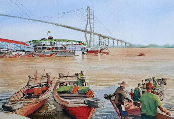 The Scene of Yangon river by Sai Pyae Sone Aye, Image 1.