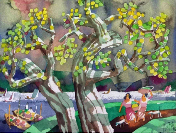 Trees beside the River Bank by Win Pe