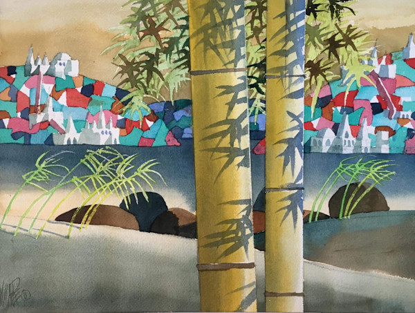 Bamboo Shade on River Bank by Win Pe