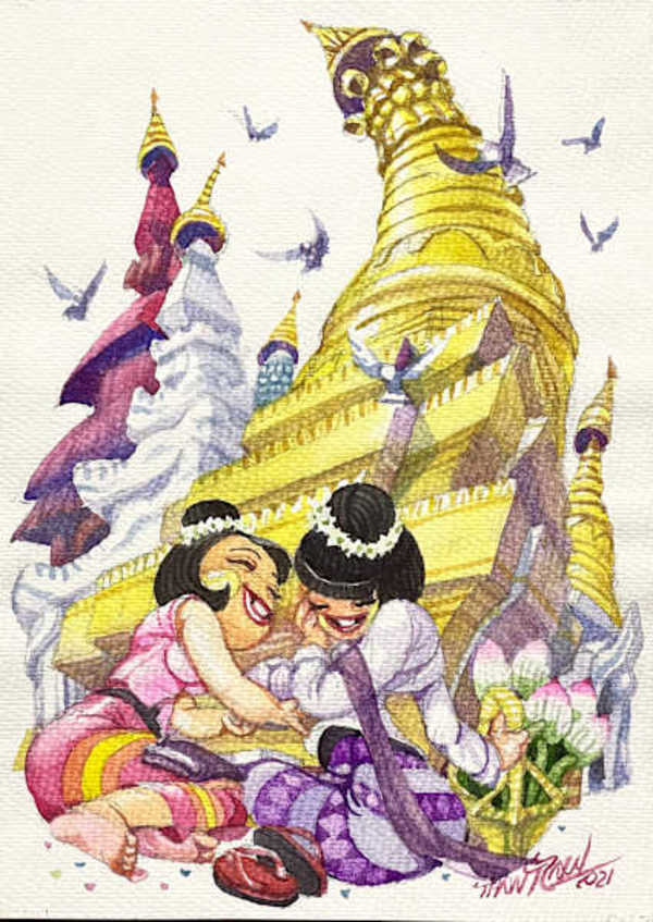 Ladies on Stupa (2021) by Thant Zaw