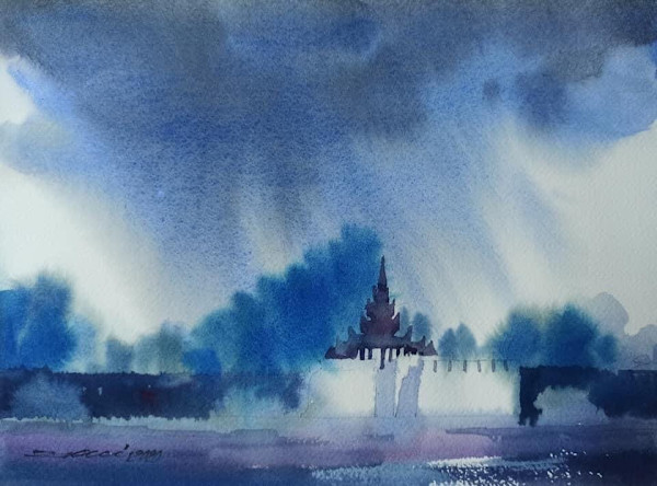 Rain over Mandalay Moat (2021) by Zarni