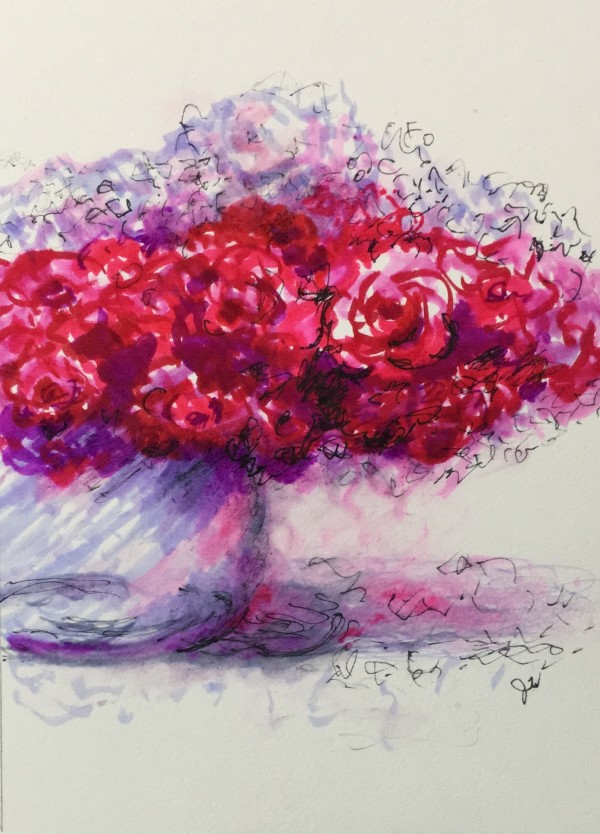 Red Roses in Vase  by Julia Watson