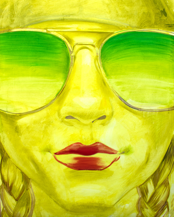 A Girl Portrait in Green Sunglass. Fantasy in Yellow and Green. by Baroque Anarchist