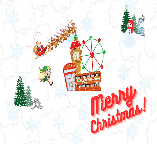 London Theme Merry Christmas Wishes by Kriyas Collection