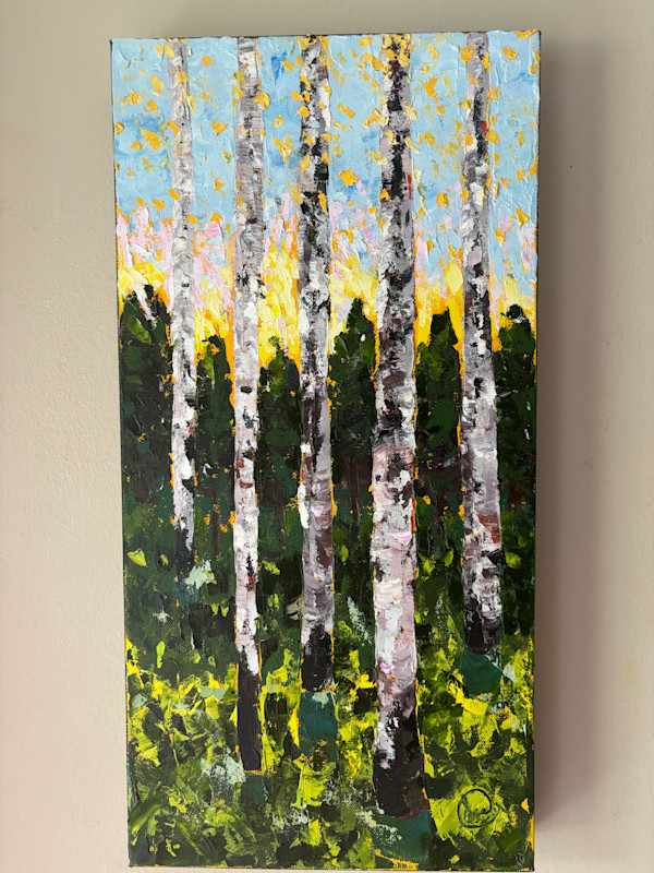 Birch Trees at Sunrise 2 by Sarah Wold