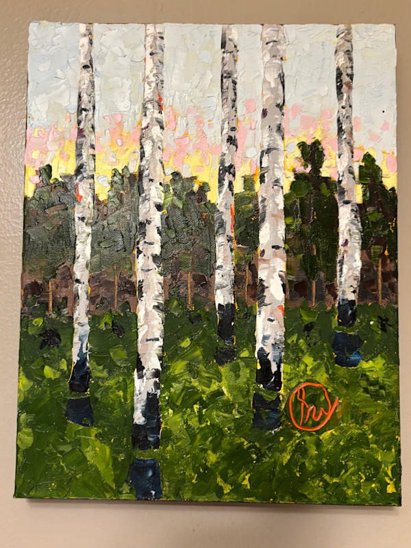 Birch Trees at Sunrise 3 by Sarah W