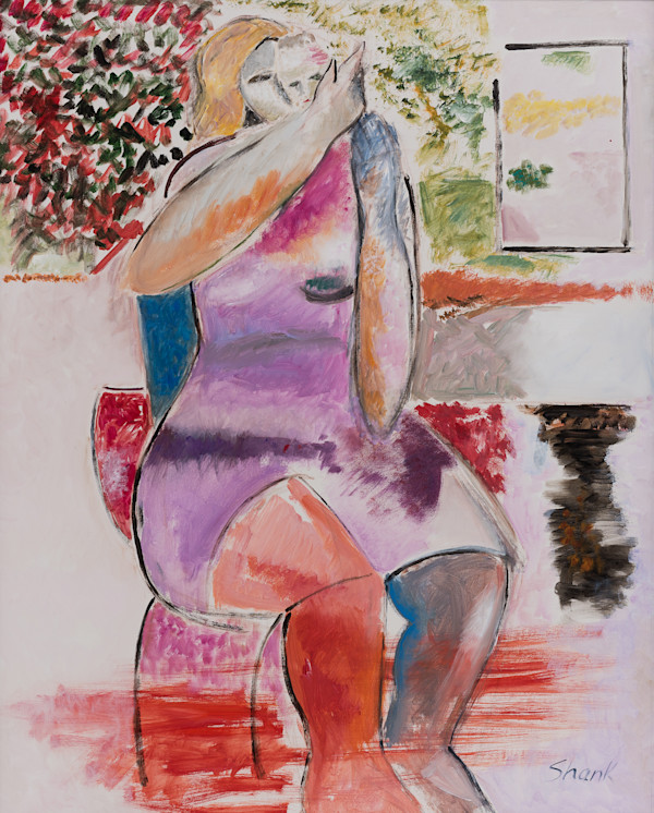 Mother With Child Peering Over Shoulder by Robert M Shank