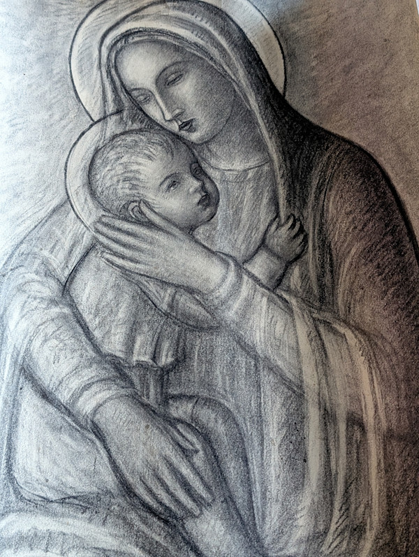 Madonna con Bambino. Disegno a matita (11) by Salvatore Cascone