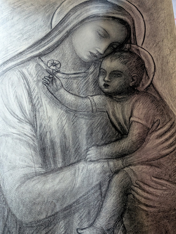 Madonna con Bambino. Disegno a matita (10) by Salvatore Cascone