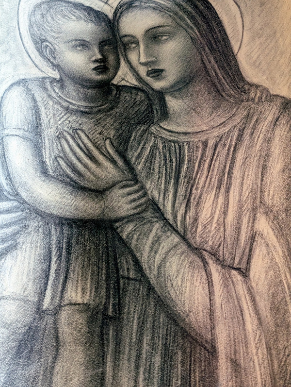 Madonna con Bambino. Disegno a matita (7) by Salvatore Cascone