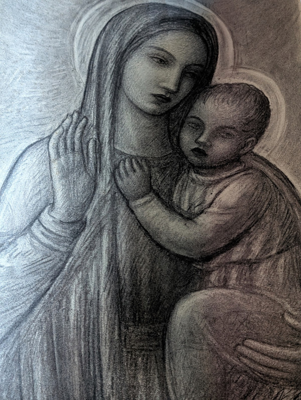 Madonna con Bambino. Disegno a matita (6) by Salvatore Cascone