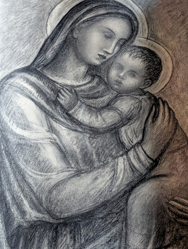 Madonna con Bambino. Disegno a matita (3) by Salvatore Cascone