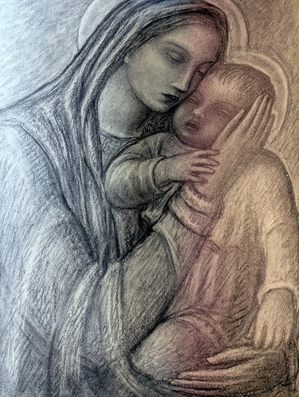 Madonna con Bambino. Disegno a matita (2) by Salvatore Cascone