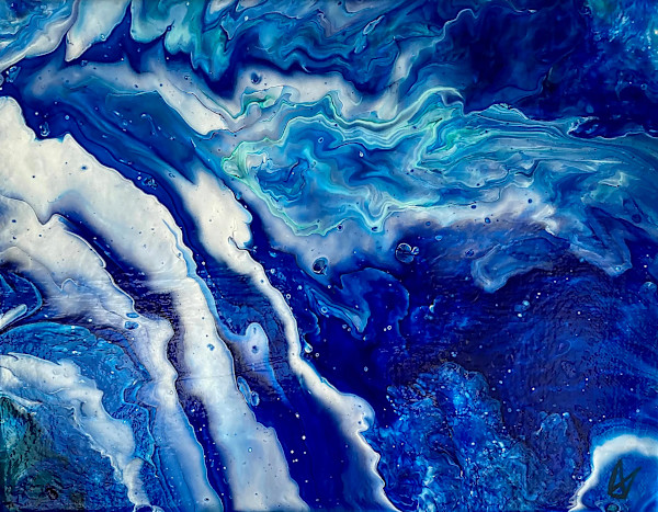 Neon Arctic Acrylic Pour by Aaron Adkins, Image 4.