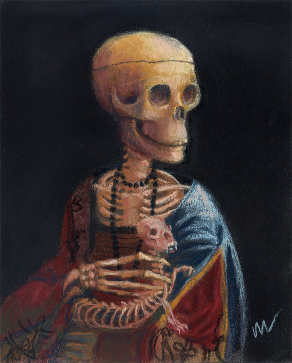 Skelly with a Ferret by Marie Marfia Fine Art