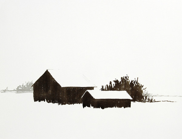 Brown Barn, Snow by Robin Edmundson