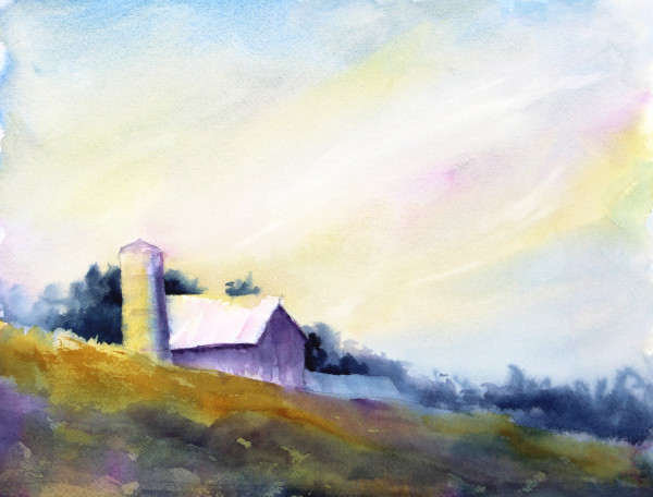 Purple Barn, Twilight by Robin Edmundson