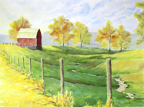 Red Barn Lyons,  Fall Morning by Robin Edmundson