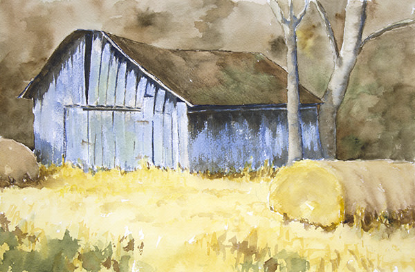 Split Roof Barn - Ochre by Robin Edmundson