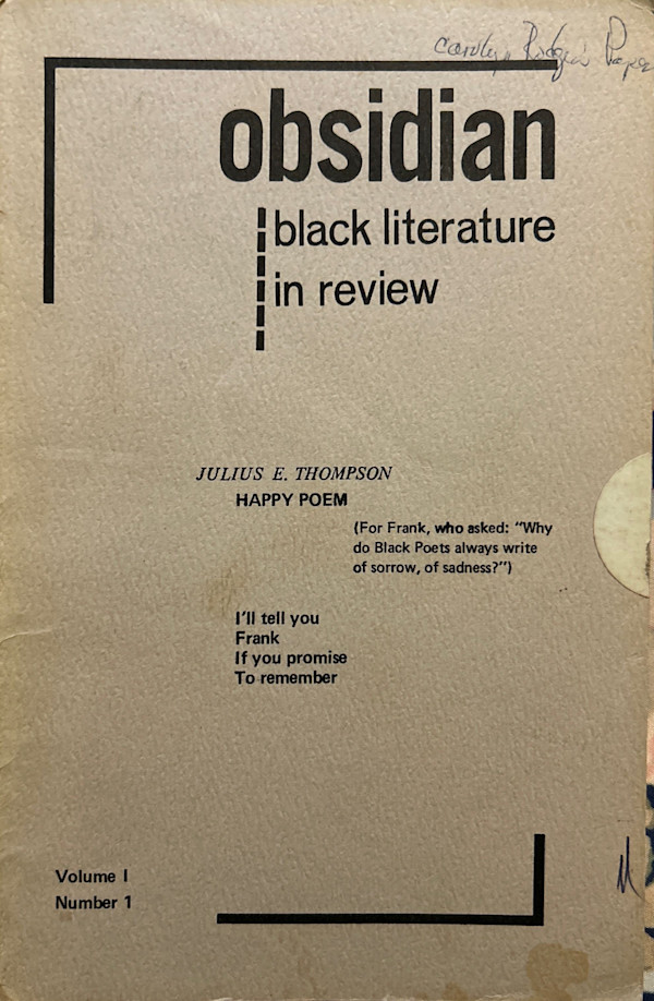 Obsidian: Black Literature in Review, Volume 1, No. 1 by Alvin Aubert
