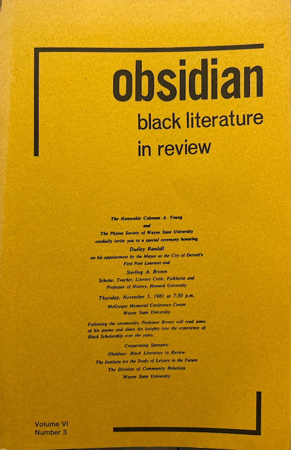 Obsidian: Black Literature in Review, Volume 6, No. 3 & Volume 7, No.1 by Alvin Aubert, Norman Harris