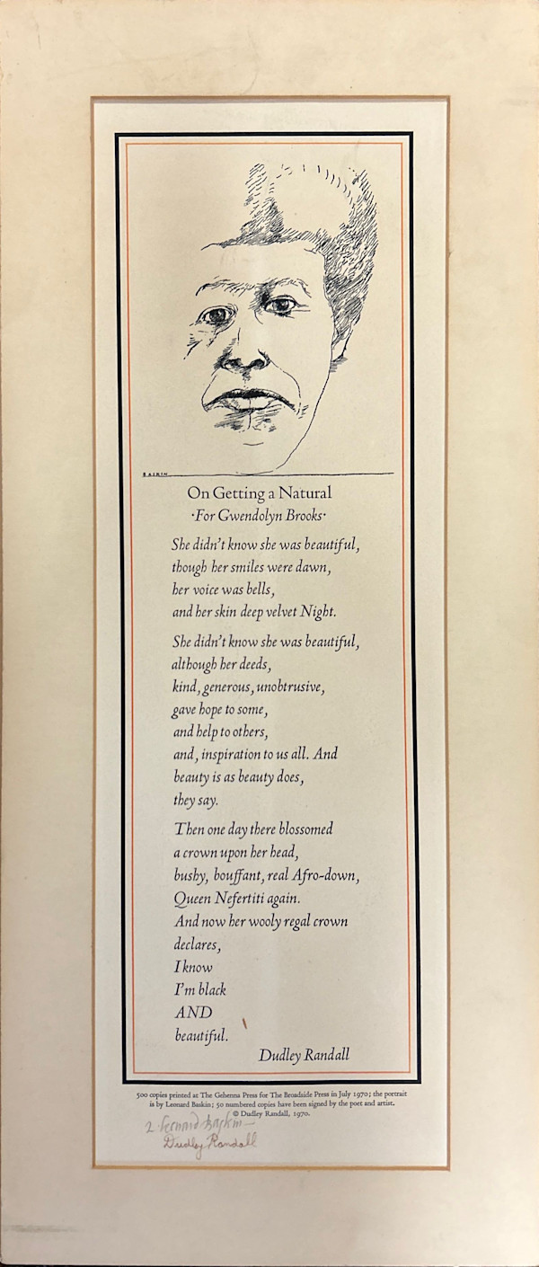 On Getting a Natural -- For Gwendolyn Brooks by Dudley Randall, Leonard Baskin