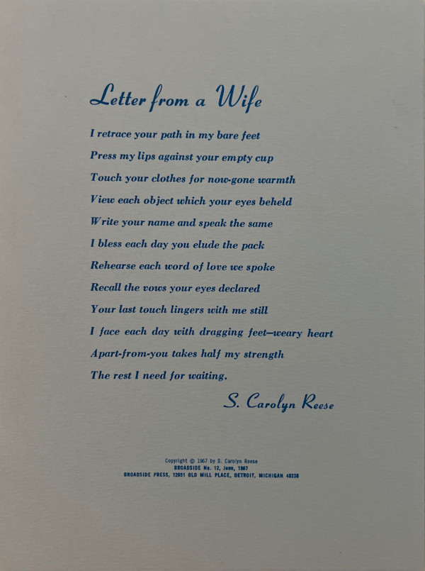 Letter from a Wife by S. Carolyn Reese