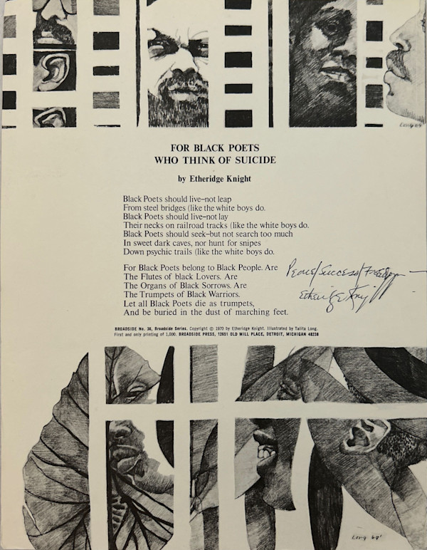 For Black Poets Who Think of Suicide by Talita Long, Etheridge Knight