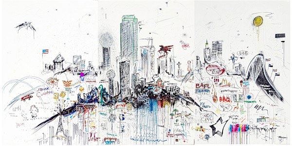 In the Company of Icons (The Constellation of Dallas) Triptych by Gregory Siff, Image 4.