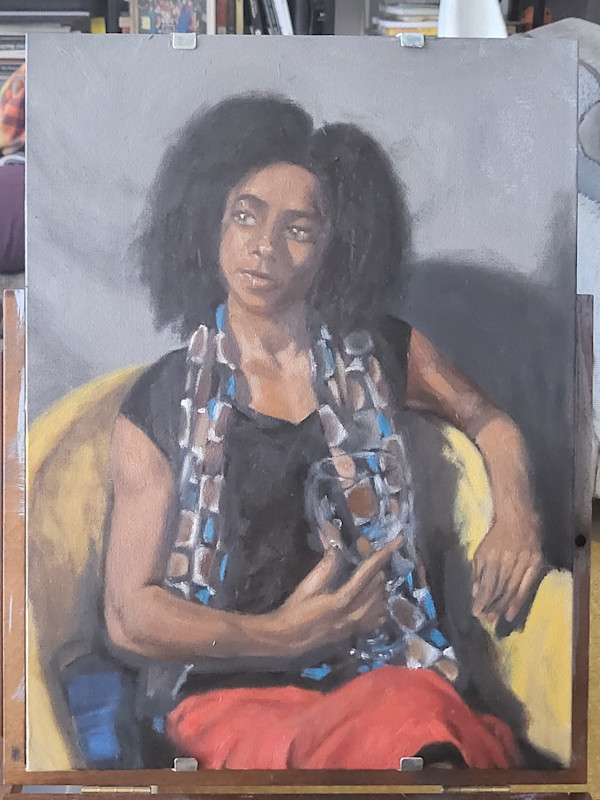 Woman Holding Wine Glass by Sam Larson