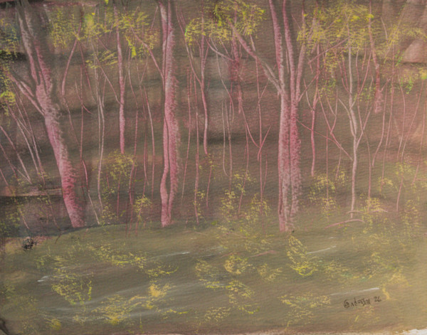 Trees In Front Of Wall by Gregory Anderson