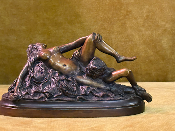 Nymph and Satyr Erotic Bronze Sculpture by D. Julian-Hayes