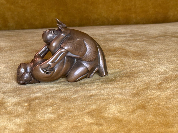 Asian Bronze Erotica Pleasure Sculpture by Unsigned