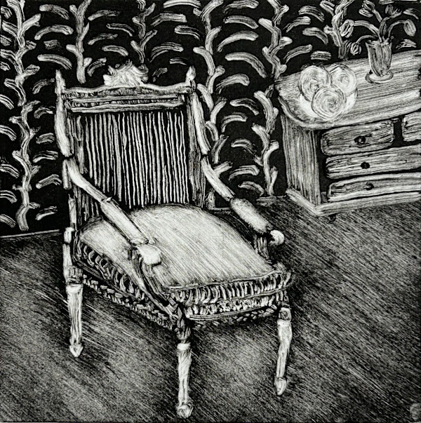 (Chair Portrait #6) French Provincial Carved Wood Caneback Chair by MK Wynn