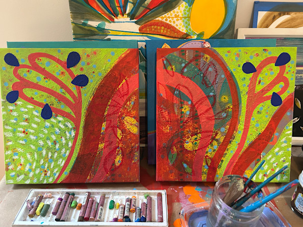 Untitled Leaves Diptych by TAMMI LONGSJO, Image 1.