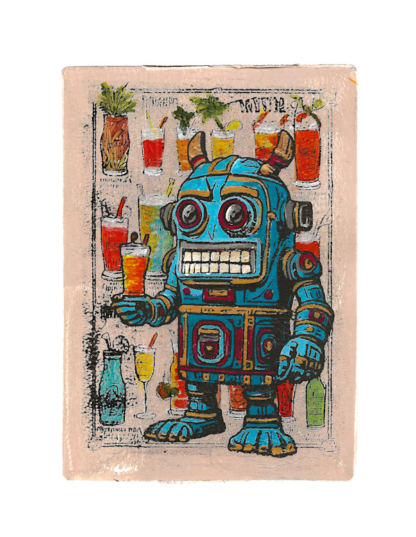Boozy Bots #9 - Bartender Bot - BluTan by Greg Butkus