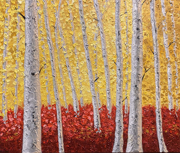 Birch trees Autumn by Tin Cat   Sherry Smith Schnicke