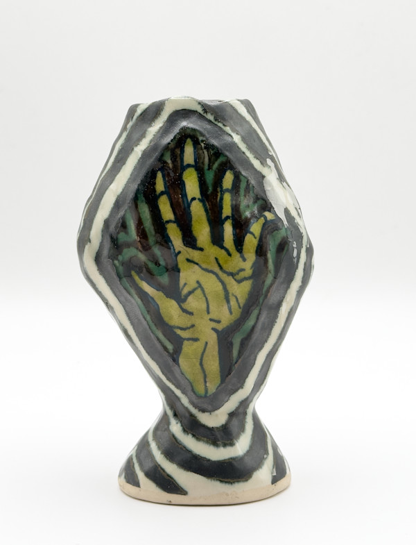 Untitled (striped hand vase) by George Bowes