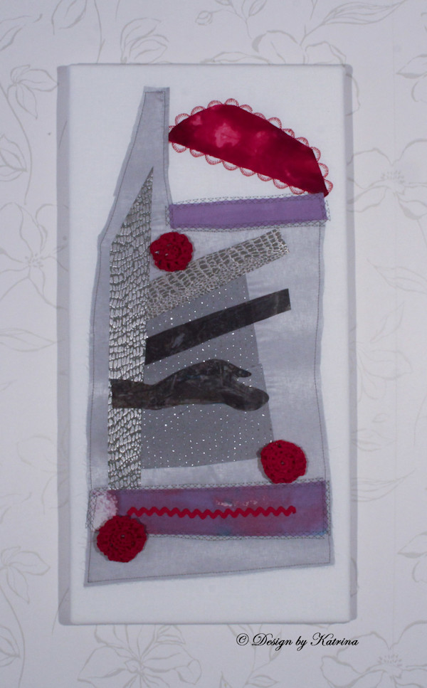 Gray Abstract with Red by Katrina Sjöberg