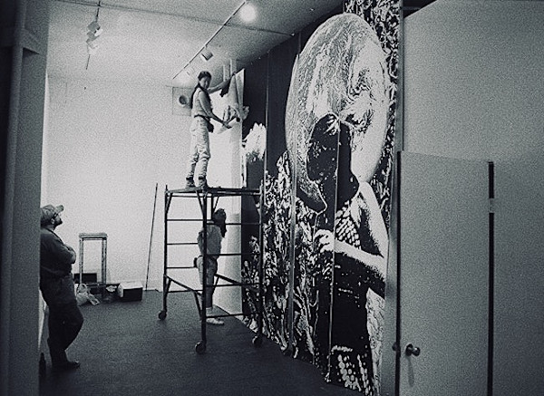 Installing Genetics Memetics, Pirate Contemporary Art, Denver, Colorado. by Patricia Buck, Image 1.