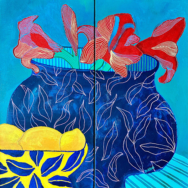 Four Lilies (Diptych) by Diego Alba