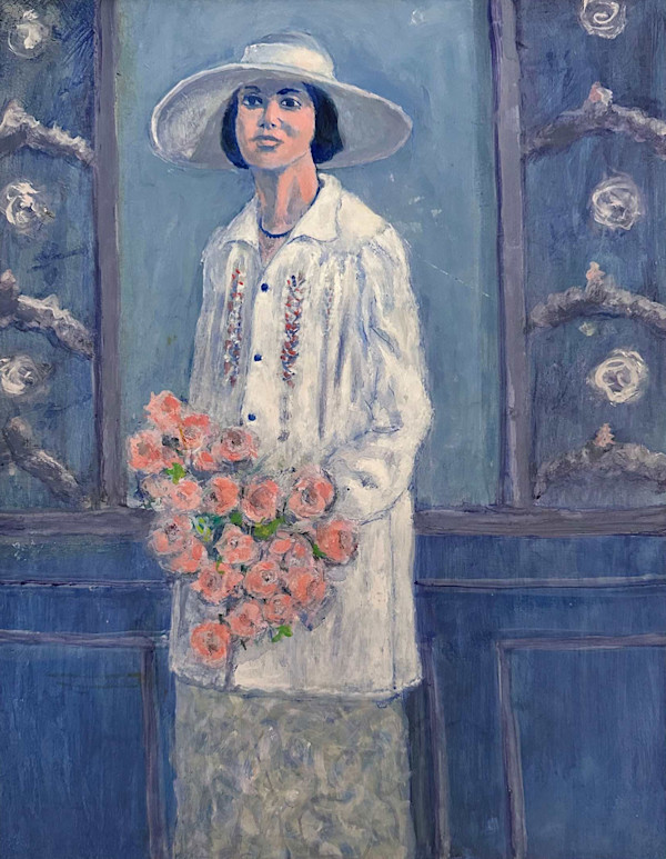 Woman in White Hat "Katherine Mathie Burns" by Arthur Gebhardt, Image 2.