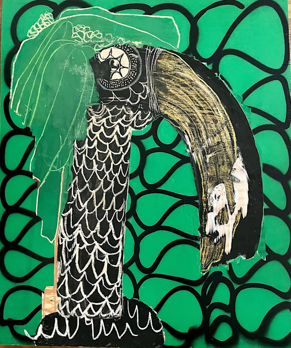 Untitled Botanical and Black Crane by Johnathan Paul Jackson